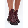 Odiniai odiniai izoliuoti moteriški batai su sagtimis ir dekoratyviniu detalu Zazoo 60482 šokoladas