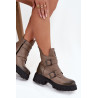 Odiniai odiniai izoliuoti moteriški batai su sagtimis ir dekoratyviniu detalu Zazoo 60482 šokoladas