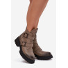 Odiniai odiniai izoliuoti moteriški batai su sagtimis ir dekoratyviniu detalu Zazoo 60482 šokoladas