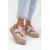 Veltinio aptraukti moteriški sneakers ant masyvios platformos Vinceza 66841 Leopardas smėlio | Kedai | jai24.lt