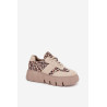 Veltinio aptraukti moteriški sneakers ant masyvios platformos Vinceza 66841 Leopardas smėlio | Kedai | jai24.lt