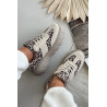 Veltinio aptraukti moteriški sneakers ant masyvios platformos Vinceza 66841 Leopardas smėlio | Kedai | jai24.lt