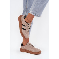 Aksominiai moteriški sneakers ant platformos smėlio spalvos Elivienne 201463