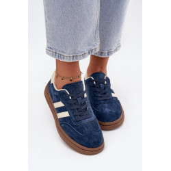 Moteriški zomšos sportbačiai su platforma tamsiai mėlyni Sylviona 201464