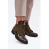 Lakavotos moteriški auliniai batai su dekoratyviniu reljefu Vinceza 16477 tamsiai žalia | Auliniai batai moterims | jai24.lt