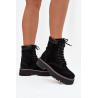Velveto moteriški darbo batai su raišteliais Big Star SS274791 Juodi | Auliniai batai moterims | jai24.lt