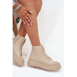 Šiltos moteriškos sportbačiai ant platformos iš ekologiškos odos Big Star SS274535 smėlio spalvos 201493