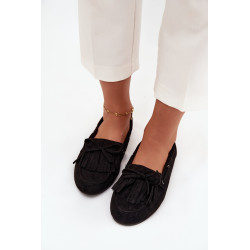 Moteriški mokasinai su kutais ir kaspinu juodi Olivianne 201507
