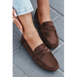 Loaferiai Mokasinai Moterims Plokšti Tamsiai Rudi Soreline 201509