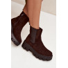 Moteriški aulinukai Fivienne šilta ekologiška oda tamsiai ruda | Auliniai batai moterims | jai24.lt