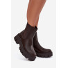 Moteriški aulinukai Fivienne šilta ekologiška oda tamsiai ruda | Auliniai batai moterims | jai24.lt