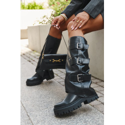 Šiltos moteriškos auliniai su sidabriniais spaustukais Juodi Isavine 201513