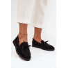 Moteriški Flat Mokasinai Su Raišteliais Juodi Zalina | Mokasinai moterims | jai24.lt