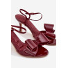 Lakuoti aukšti kulniukai sandalai su kaspinu Bordeaux Noliva | Sandalai moterims | jai24.lt
