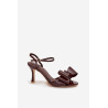 Lakuoti aukšti kulniukai sandalai su kaspinu Bordeaux Noliva | Sandalai moterims | jai24.lt