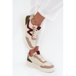 Moteriški sportbačiai ant platformos su auksiniais įdėklais Smėlio Zalvra 201530