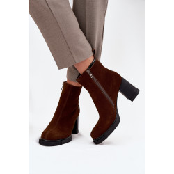 Moteriški batai iš natūralaus zomšos su kulnu Vinceza 91141 rudi 201544