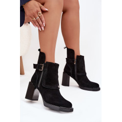 Auliniai iš natūralios zomšos su kulnu ir sagtimi Vinceza 91152 Juodi 201546