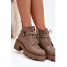 Oda moterų bateliai su blokiniu kulnu su dekoratyvine juostele su pamušalu Zazoo 60557 tamsiai smėlio