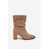 Moteriški auliniai batai su kulnu su raukšlėmis izoliuotos smėlio spalvos Amelise | Auliniai batai moterims | jai24.lt