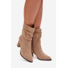 Moteriški auliniai batai su kulnu su raukšlėmis izoliuotos smėlio spalvos Amelise | Auliniai batai moterims | jai24.lt