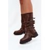 Šilti moteriški batai su juostomis ir sagtimis rudi Ivaline | Ilgaauliai batai | jai24.lt