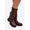 Šilti moteriški batai su juostomis ir sagtimis rudi Ivaline | Ilgaauliai batai | jai24.lt