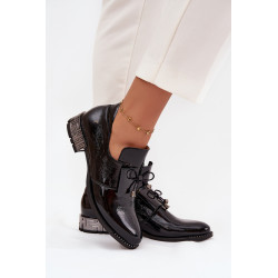 Lakuoti moteriški pusbačiai su žemu kulnu su kaspinu Zazoo 1399 Juoda 201579