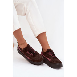 Moteriški sneakers iš natūralaus zomšos ant platformos Zazoo N1265S3 šokoladiniai 201581