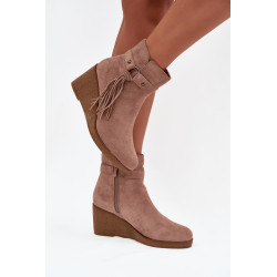 Šildomos moterų auliniai batai su platforma ir kutais beveik Olivarae 201600