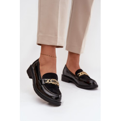Lakuoti moteriški mokasinai su auksiniu papuošimu S.Barski HY52-540 Juoda 201633