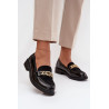 Lakuoti moteriški mokasinai su auksiniu papuošimu S.Barski HY52-540 Juoda | Mokasinai moterims | jai24.lt