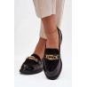Lakuoti moteriški mokasinai su auksiniu papuošimu S.Barski HY52-540 Juoda | Mokasinai moterims | jai24.lt