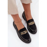 Lakuoti moteriški mokasinai su auksiniu papuošimu S.Barski HY52-540 Juoda | Mokasinai moterims | jai24.lt