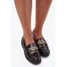 Lakuoti moteriški mokasinai su auksiniu papuošimu S.Barski HY52-540 Juoda | Mokasinai moterims | jai24.lt