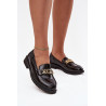 Lakuoti moteriški mokasinai su auksiniu papuošimu S.Barski HY52-540 Juoda | Mokasinai moterims | jai24.lt