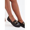 Lakuoti moteriški mokasinai su auksiniu papuošimu S.Barski HY52-540 Juoda | Mokasinai moterims | jai24.lt