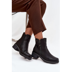 Moteriški kulkšnies batai su blokiniu kulnu su šildymu Juoda Kalivana 201643