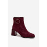 Veltinio auliniai batai su blokiniu kulnu su apmuštu detaliu Artiker 57C0016 Bordo | Auliniai batai moterims | jai24.lt