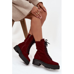 Moteriški darbo batai iš natūralios zomšos su šildymu Zazoo 4213 Bordo 201681