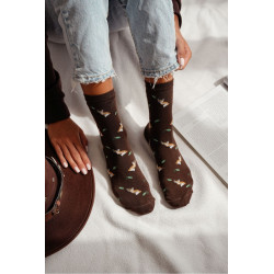 Moteriškos Kojinės Su Lapėmis Ir Lapais Pilka Melange 201685