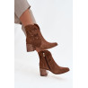 Moterų atviras su perforacija auliniai batai iš natūralaus zomšos ant kulno Zazoo 3690 rudi | Auliniai batai moterims | jai24.lt