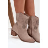Velveto odos moteriški aulinukai su perforacijomis ant kulno Zazoo 3844 Smėlio | Auliniai batai moterims | jai24.lt