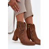Aksomo perforuotos moteriškos auliniai batai ant kulno Zazoo 3647 rudi | Auliniai batai moterims | jai24.lt