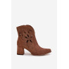 Aksomo perforuotos moteriškos auliniai batai ant kulno Zazoo 3647 rudi | Auliniai batai moterims | jai24.lt