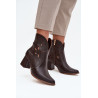 Aksomo perforuotos moteriškos auliniai batai ant kulno Zazoo 3647 rudi | Auliniai batai moterims | jai24.lt