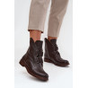 Moteriški batai iš natūralios odos su plokščiomis kulkšnies batai Zazoo 3842 šokoladiniai | Auliniai batai moterims | jai24.lt