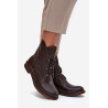 Moteriški batai iš natūralios odos su plokščiomis kulkšnies batai Zazoo 3842 šokoladiniai | Auliniai batai moterims | jai24.lt