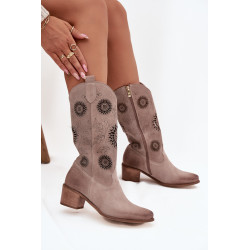 Suede odos moteriški batai su angomis Zazoo 3852 Cappuccino 201703