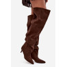 Slydimo moteriškos aulinės ant kulno šokolado Ysolienne | Ilgaauliai batai | jai24.lt